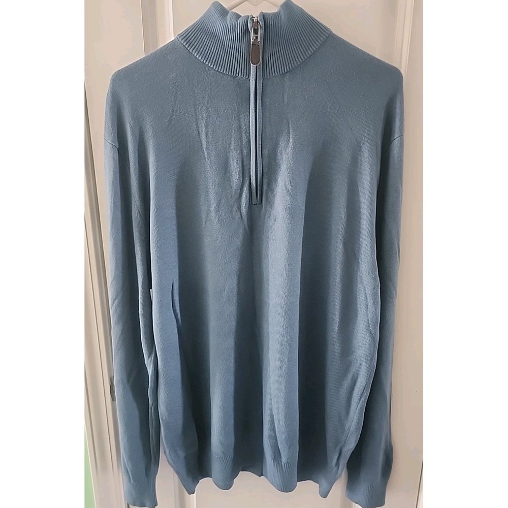 AUREUS Bamboo TECH Quarter Zip Pullover Sweater Mens Size Large Blue